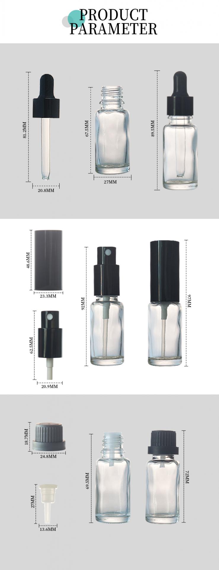 glass clear 15ml glass dropper bottles