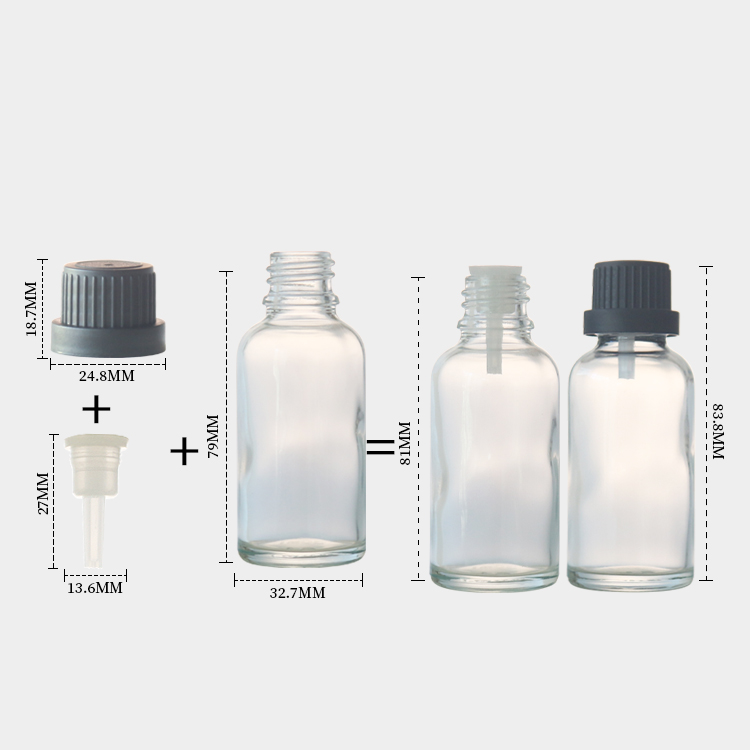 Round Clear 1 oz Glass Dropper Bottles Wholesale Essential Oil Bottle