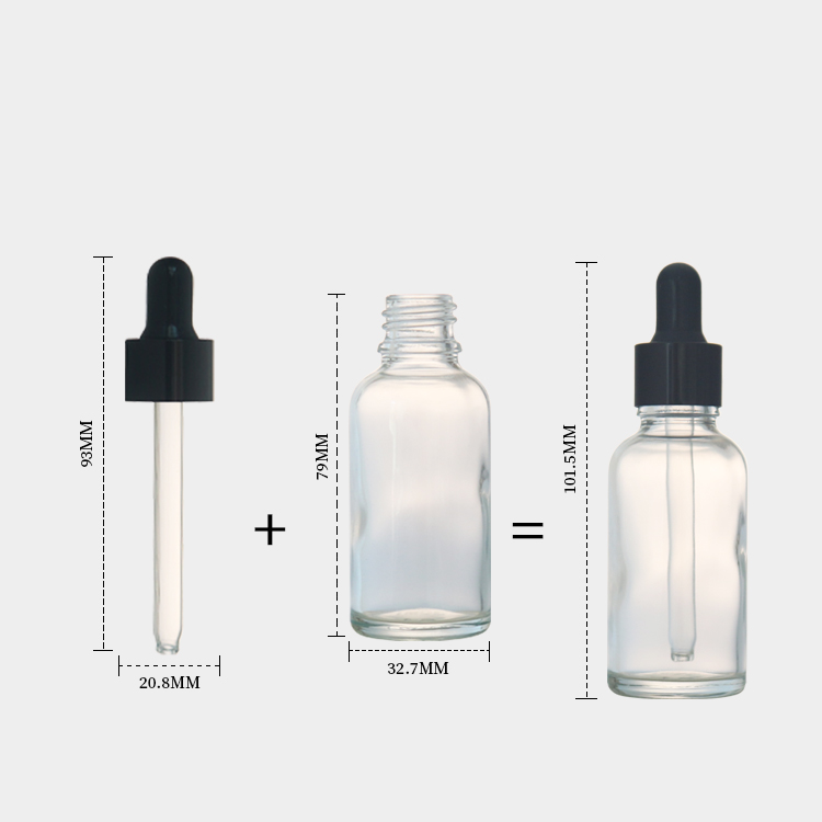 Round Clear 1 oz Glass Dropper Bottles Wholesale Essential Oil Bottle