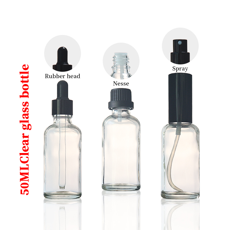 Glass Clear Round 50ml Dropper Bottles Essential Oil Dropper Bottles Wholesale