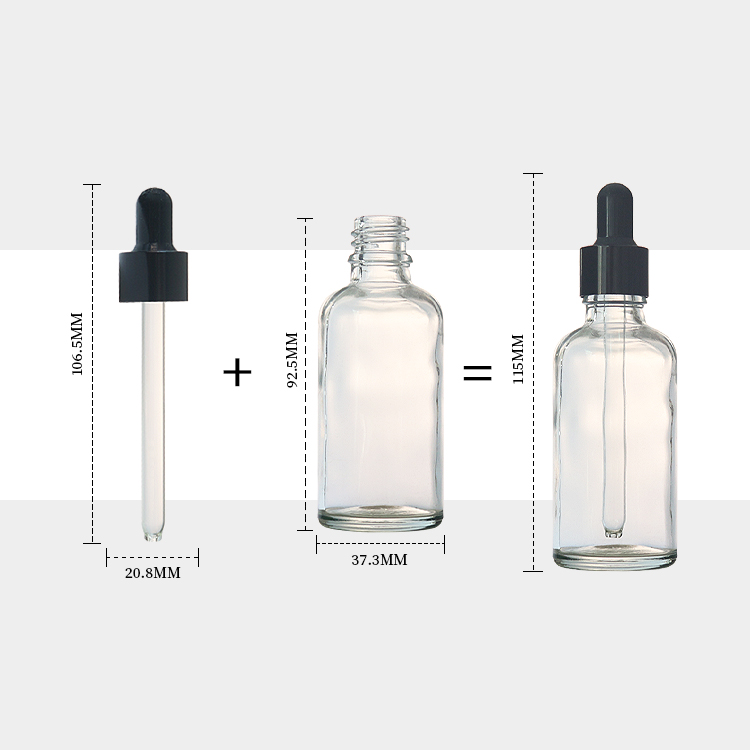 Glass Clear Round 50ml Dropper Bottles Essential Oil Dropper Bottles Wholesale