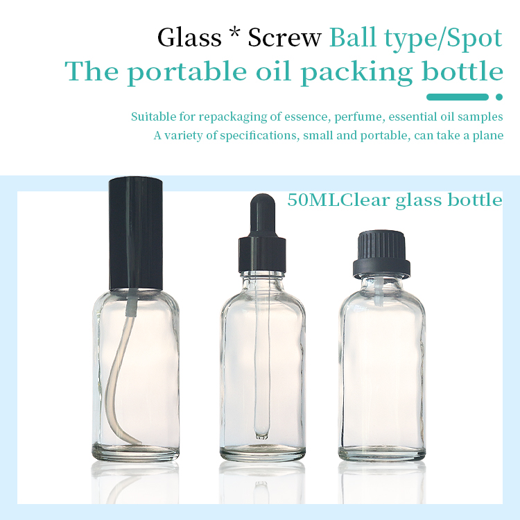 glass clear round 50ml dropper bottles