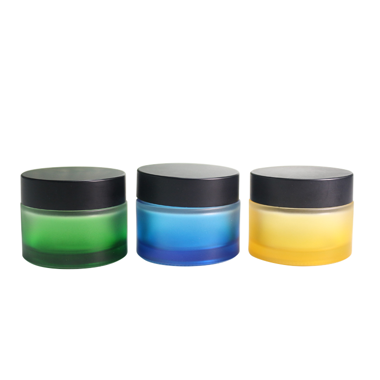 Green Blue Gradient Glass 50g Cosmetic Jars Empty Face Cream Containers Custom