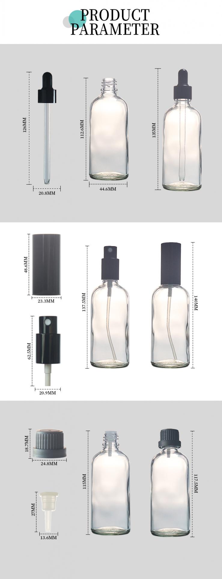 100ml glass bottle with dropper