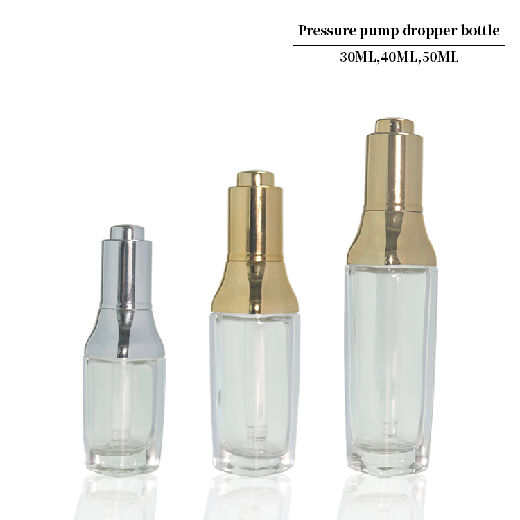 Press 1 oz Clear Glass Dropper Bottles Wholesale Essence Hair Oil Bottle