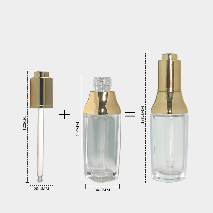 Press 1 oz Clear Glass Dropper Bottles Wholesale Essence Hair Oil Bottle