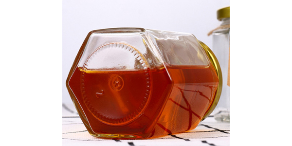hexagon glass honey jars