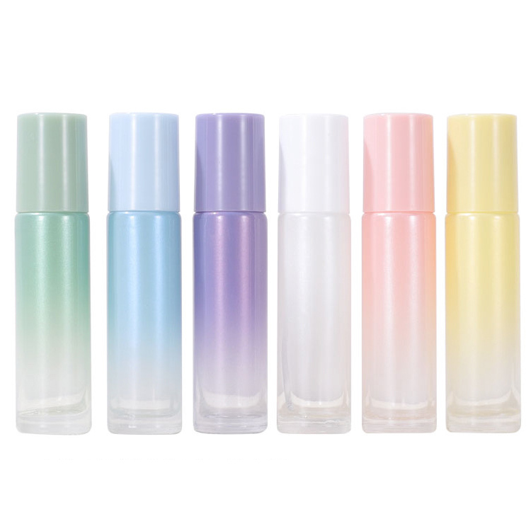 Gradient Glass 10ml Roller Ball Bottles Eye Cream Round Roll On Bottle Wholesale