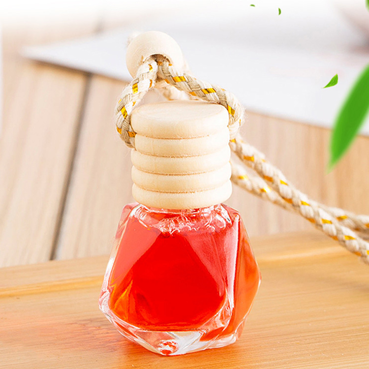 8ml Hanging Car Perfume Bottle Car Air Freshener Perfume Bottle Wooden Lid