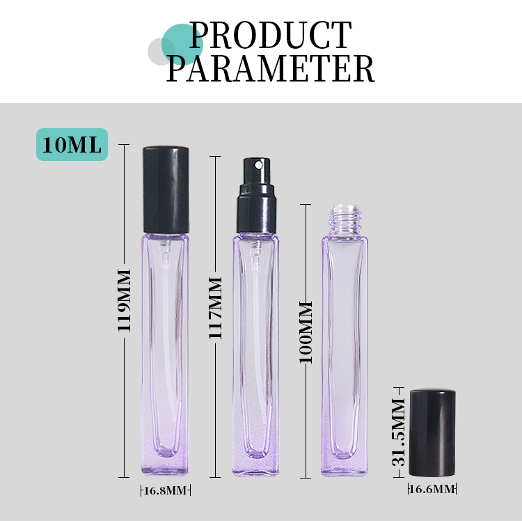 long square 10ml glass spray bottles