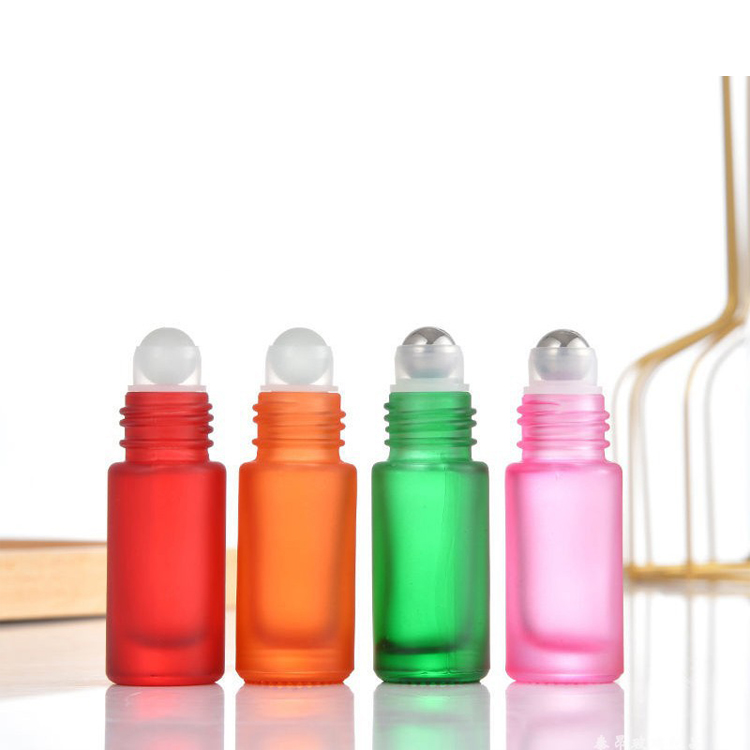 Colored Frosted 5ml Glass Roller Bottles Essential Oil Roller Bottles Custom