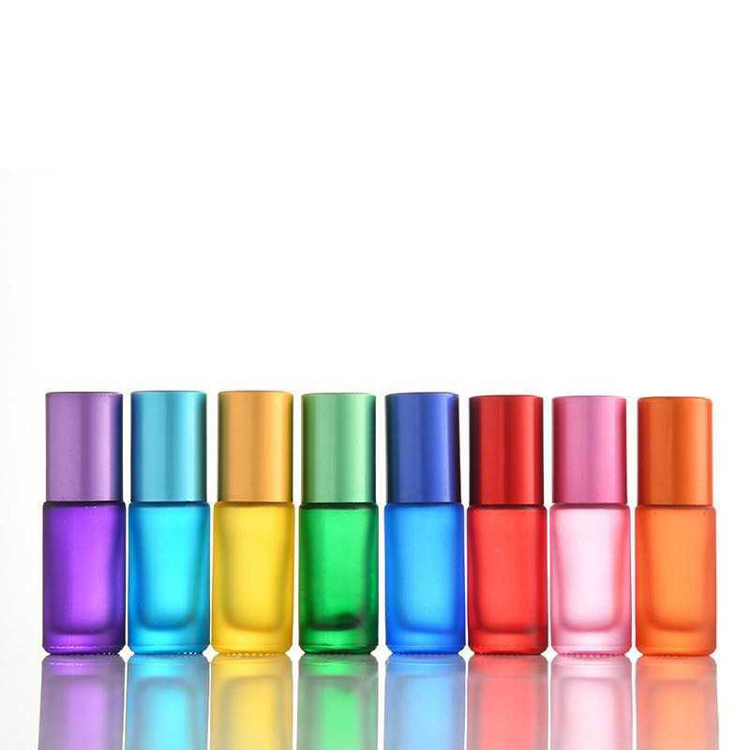 Colored Frosted 5ml Glass Roller Bottles Essential Oil Roller Bottles Custom