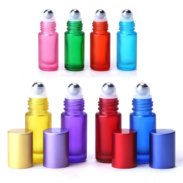 Colored Frosted 5ml Glass Roller Bottles Essential Oil Roller Bottles Custom