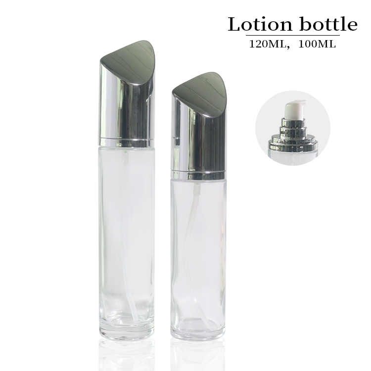 Glass Clear 4 oz Lotion Bottles With Unique Lid Wholesale Pump Bottle