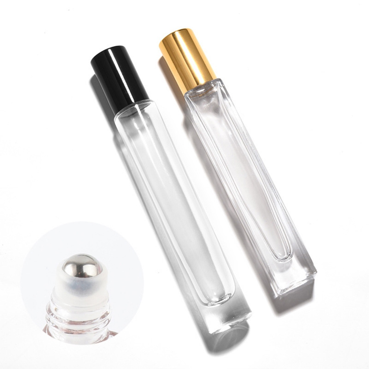 Clear Rectangle Roll On Bottles 10ml Square Perfume Roller Bottles Bulk