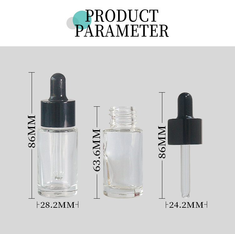 flat shoulder clear 16ml glass tincture bottles