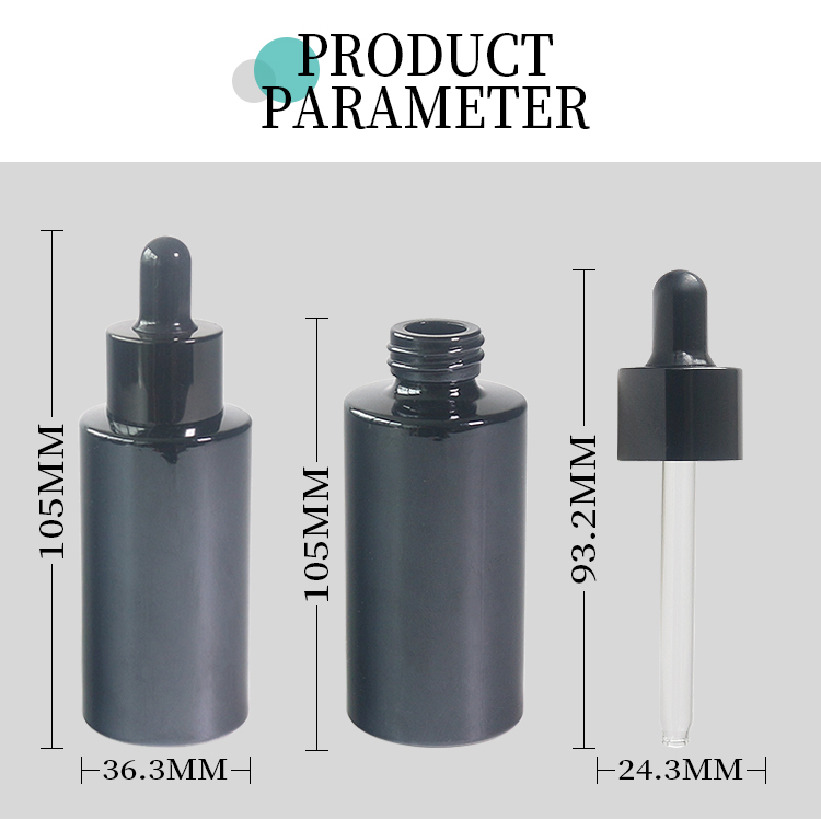 40ml flat shoulder black dropper bottles