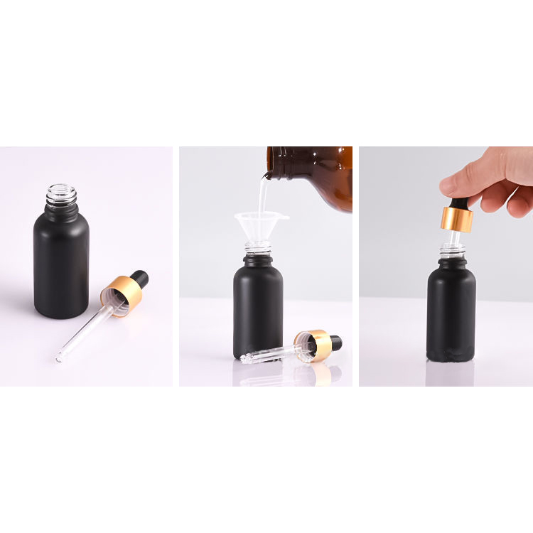 matte black 20ml glass dropper bottle