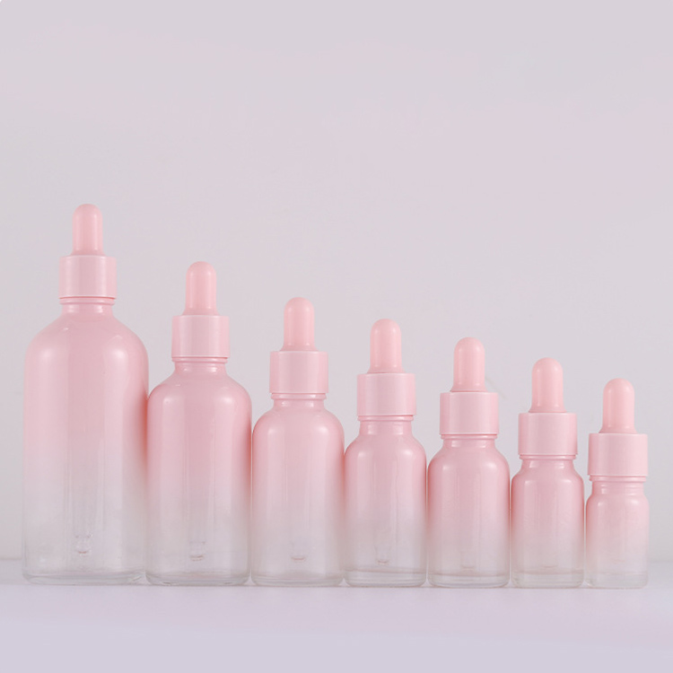 Pink Gradient 5ml 10ml 20ml 30ml 50ml 100ml Glass Bottle With Dropper Wholesale