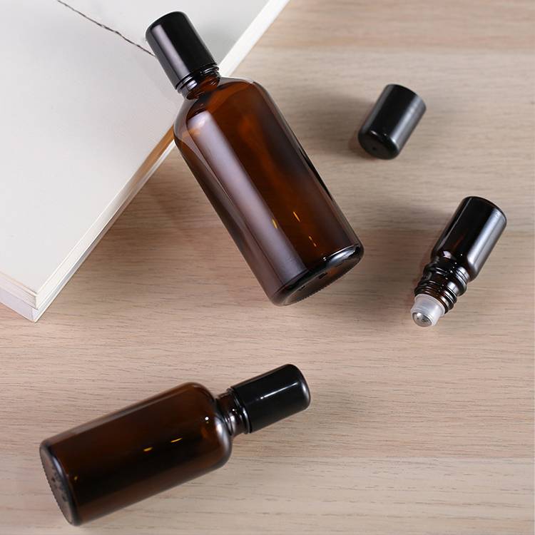 amber 100ml glass roller bottles