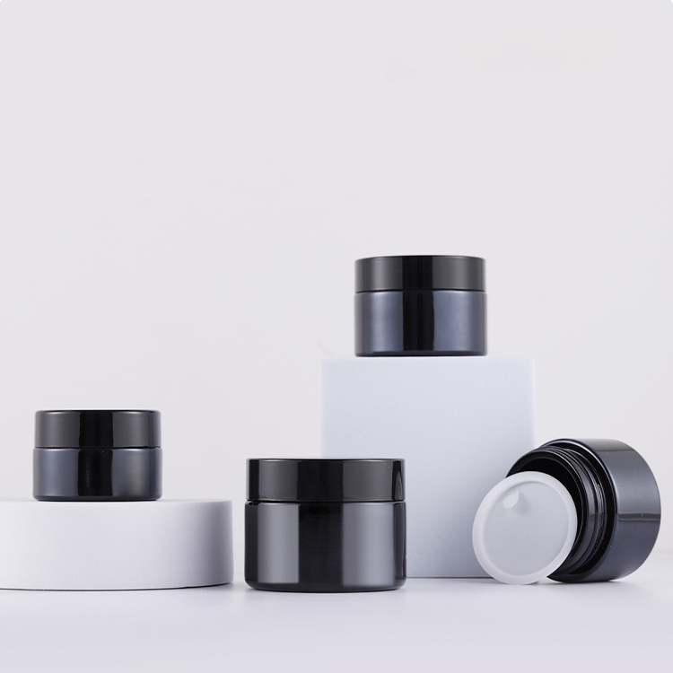 30g Black Face Cream Jar Manufacturer 50g 20g Small Glass Cosmetic Jars