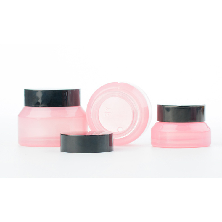 15g Pink Cosmetic Sample Jars Glass 30g 50g Jar Face Cream Custom