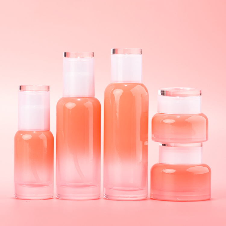 Pink Gradient Skincare Bottles And Jars 30g 40ml Wholesale Makeup Containers