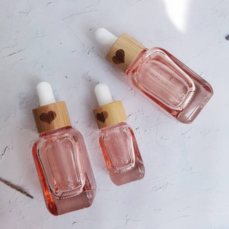 Wholesale 10ML 35ML Pink Dropper Bottles Stock Pink Square Glass Dropper Bottles