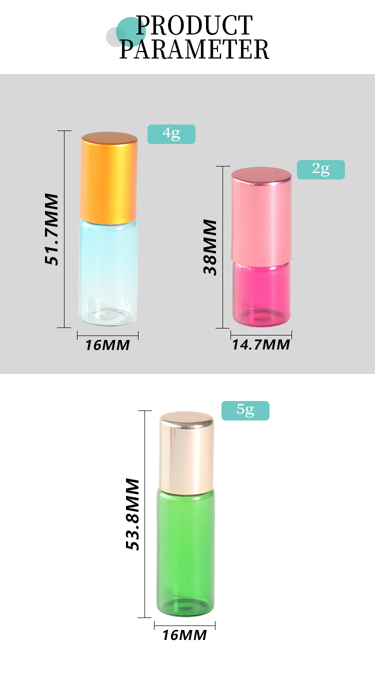 Colored 2ml 4ml 5ml Roller Bottles