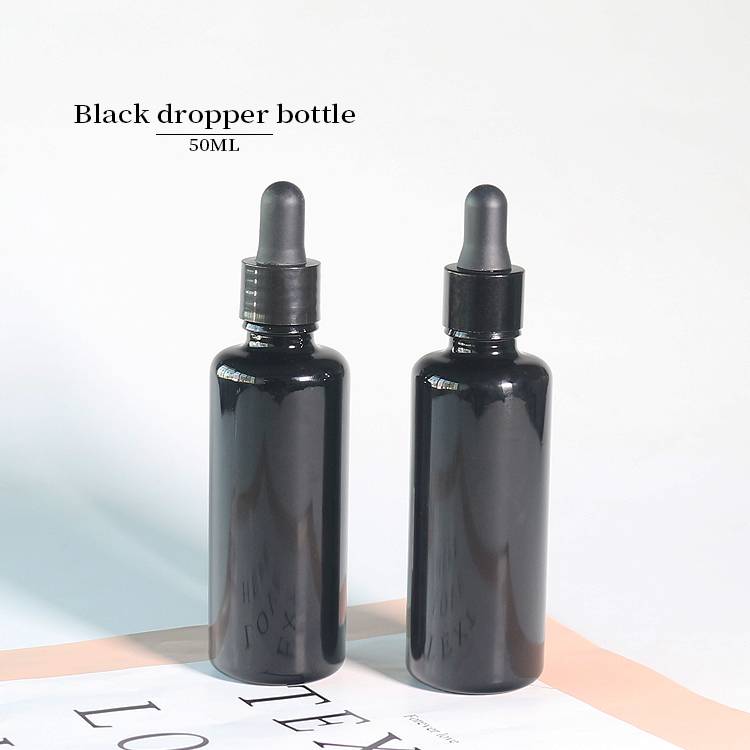 Wholesale 50ml Black Glass Droppers For Essential Oils Serum Bottle With Dropper