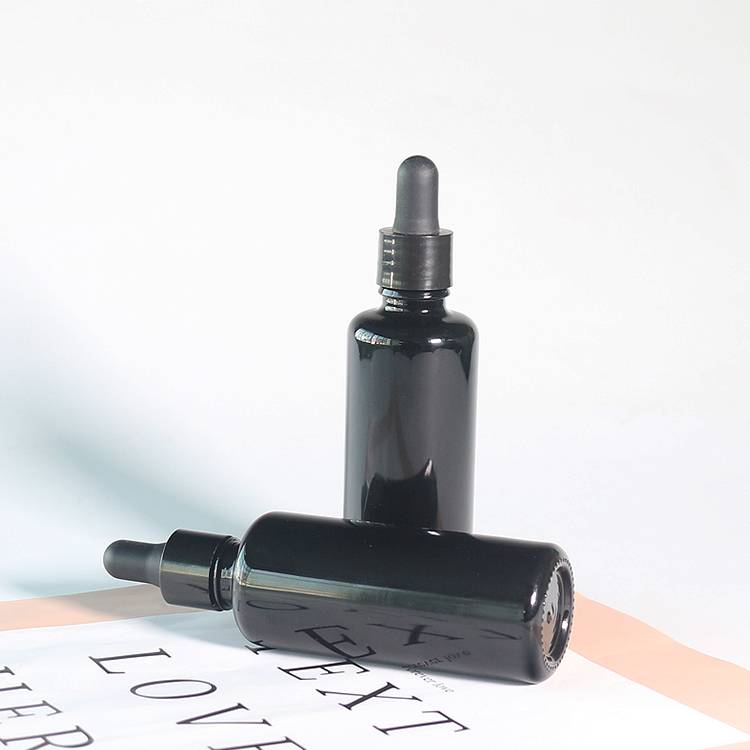 Wholesale 50ml Black Glass Droppers For Essential Oils Serum Bottle With Dropper