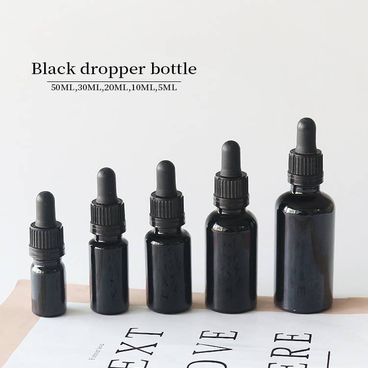 Wholesale Mini Black Glass Dropper Bottles, 5ml 10ml Tincture Dropper Bottles