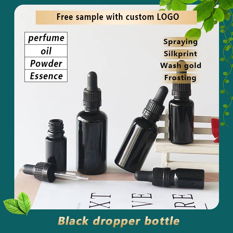 Wholesale Mini Black Glass Dropper Bottles