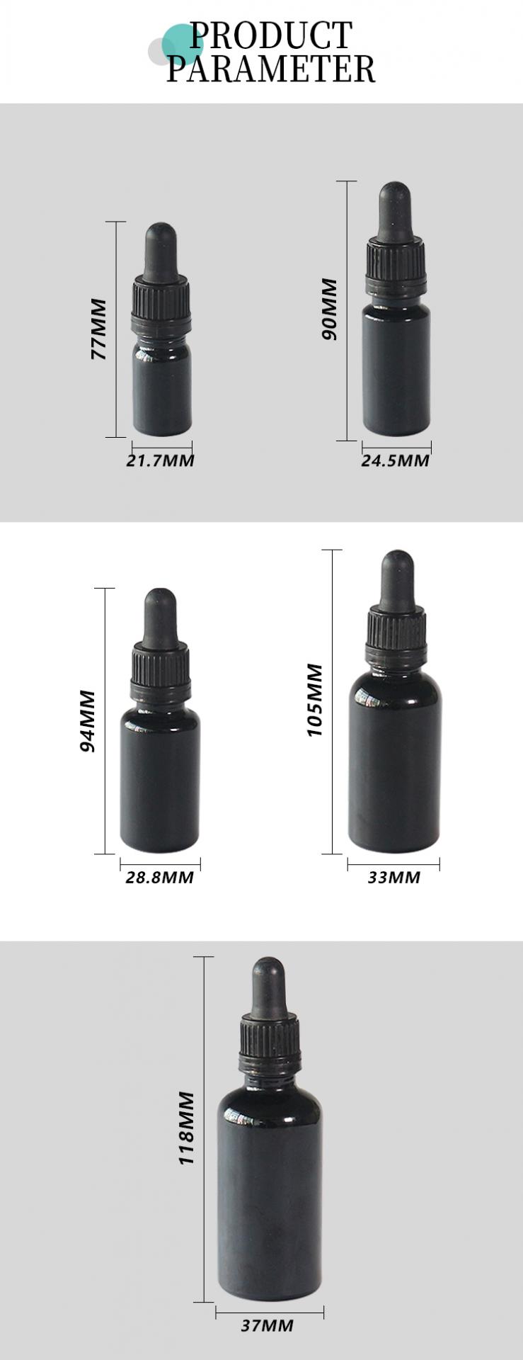 Black Glass Dropper Bottles