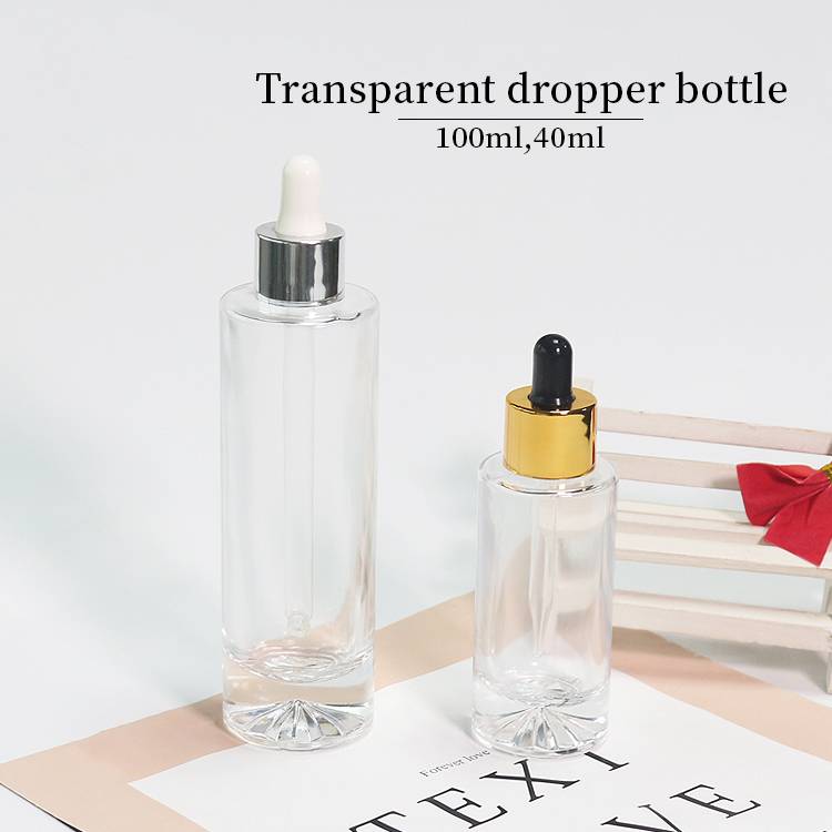 Luxury 40ML 100ML Empty Glass Bottle With Dropper Clear Glass Dropper Bottles