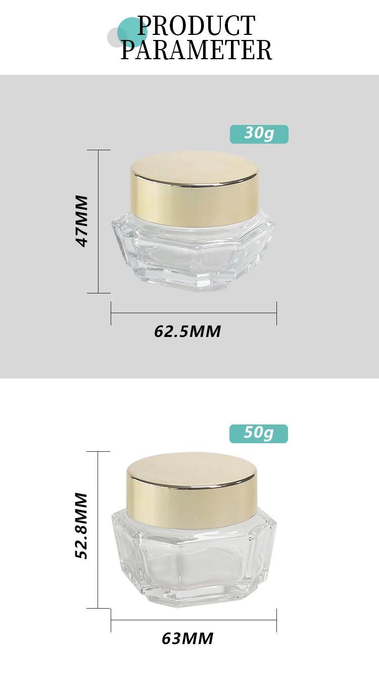 Octagon Cosmetic Jars With Gold Lids