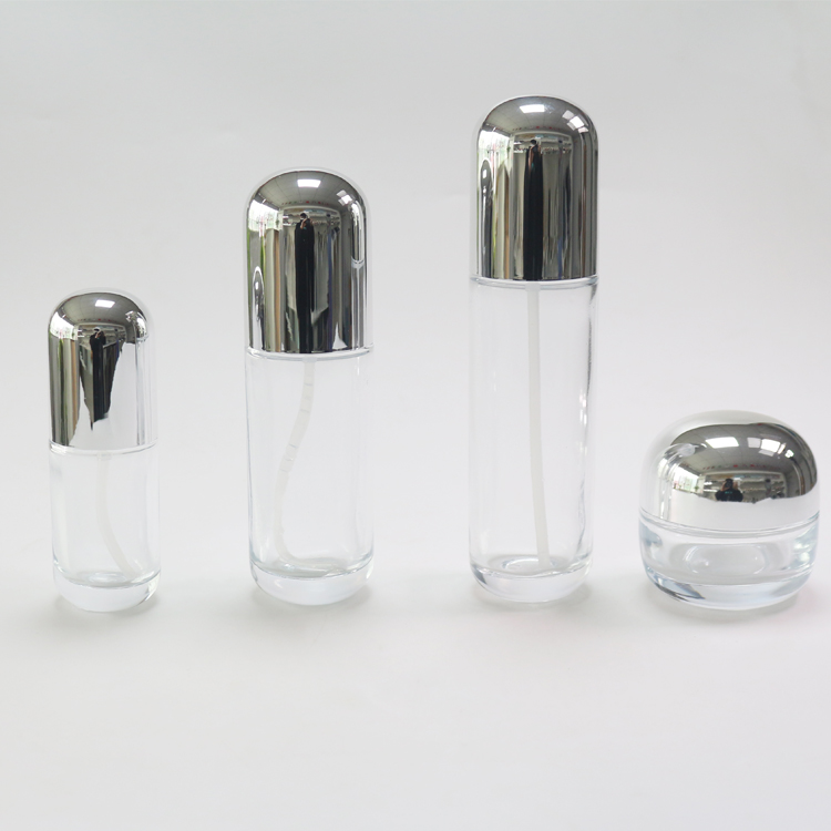 40ml 100ml 50g Luxury Cosmetic Container Sliver Cosmetic Container Packaging Set