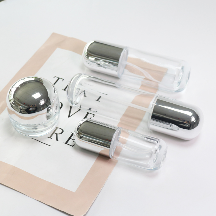 40ml 100ml 50g Luxury Cosmetic Container Sliver Cosmetic Container Packaging Set