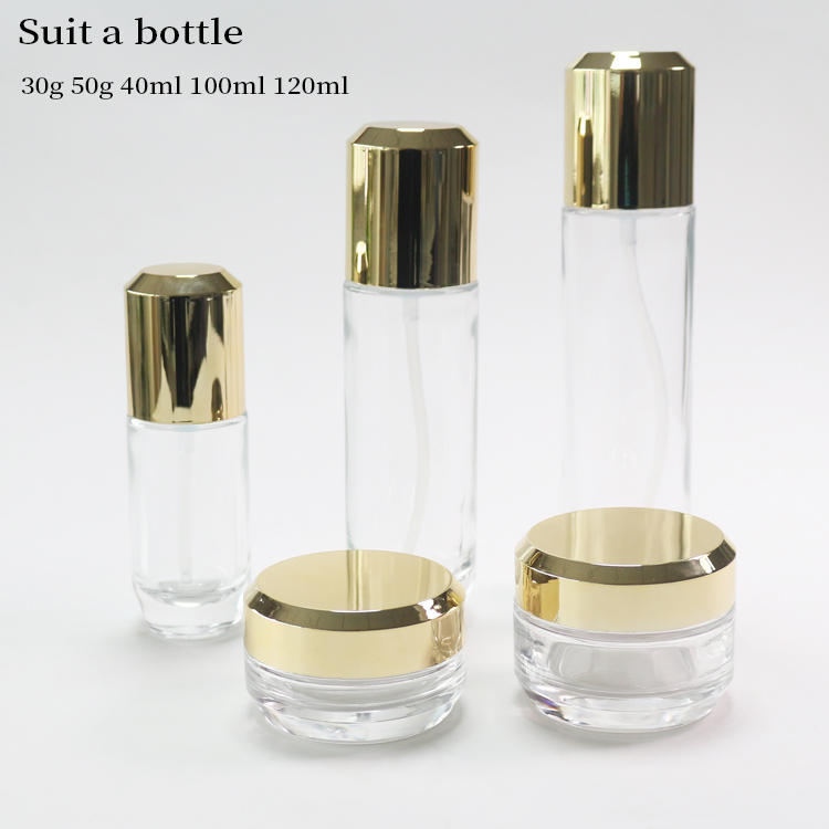 Luxury Skin Care Products In Glass Bottles Clear Empty Makeup Containers Custom