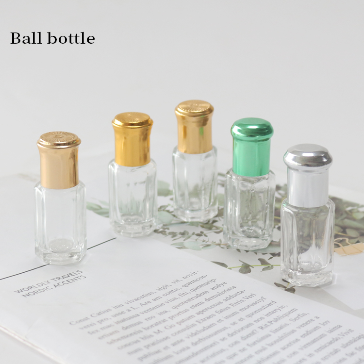 Whesale 3ml 6ml Empty Clear Octagonal Roll Ball bottle Mini Roll Attar Bottle