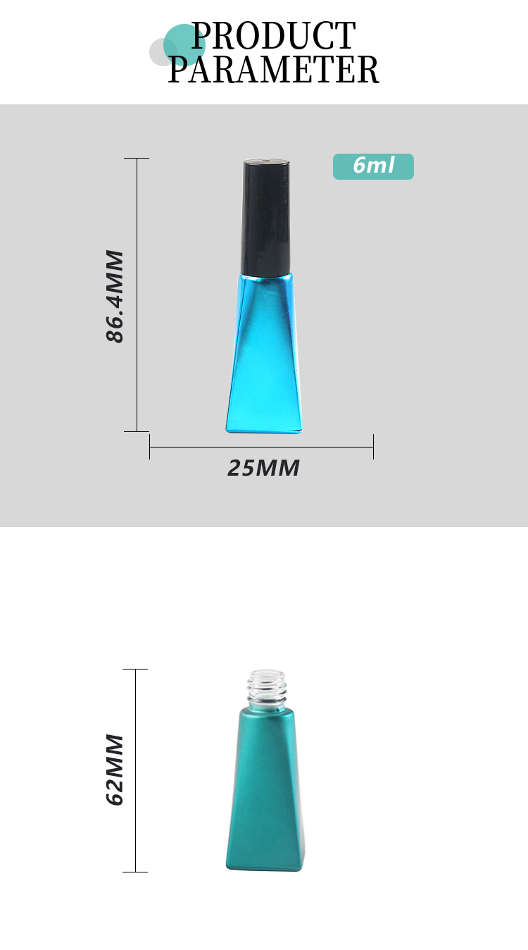 Green Color Nail Polish, Blue Colored 6ml Nail Polish Bottle