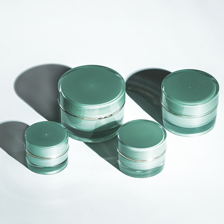 Wholesale Plastic Green Cosmetic Cream Jar, Round Acrylic Jars For Cosmetics