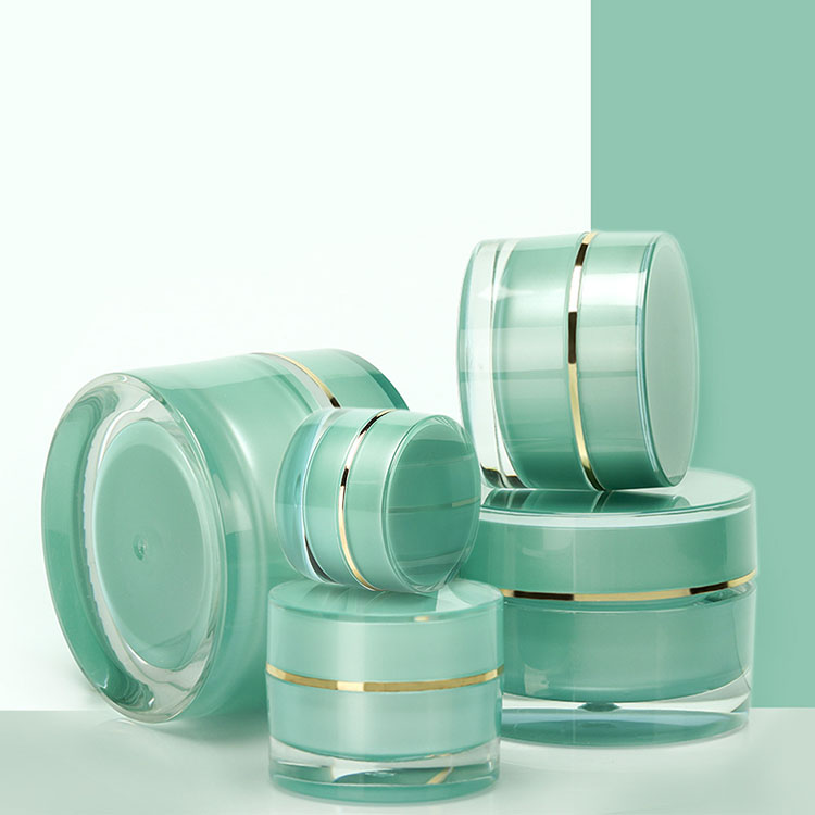 Wholesale Plastic Green Cosmetic Cream Jar, Round Acrylic Jars For Cosmetics