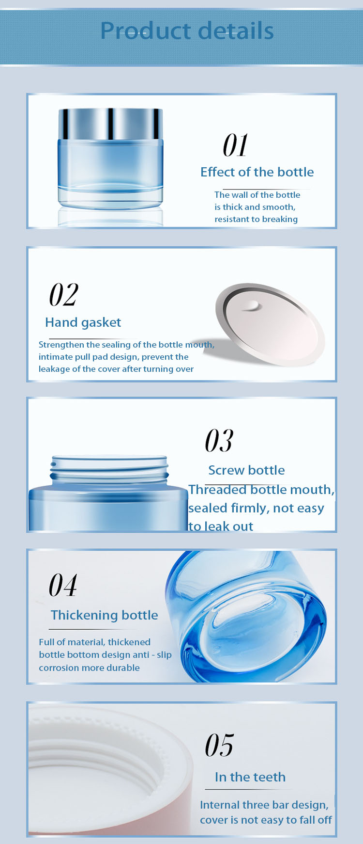 Round Blue Cosmetic Cream Jar