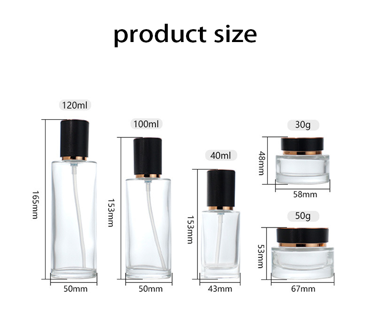 40ml 100ml 120ml Clear Empty Skincare Bottle Set